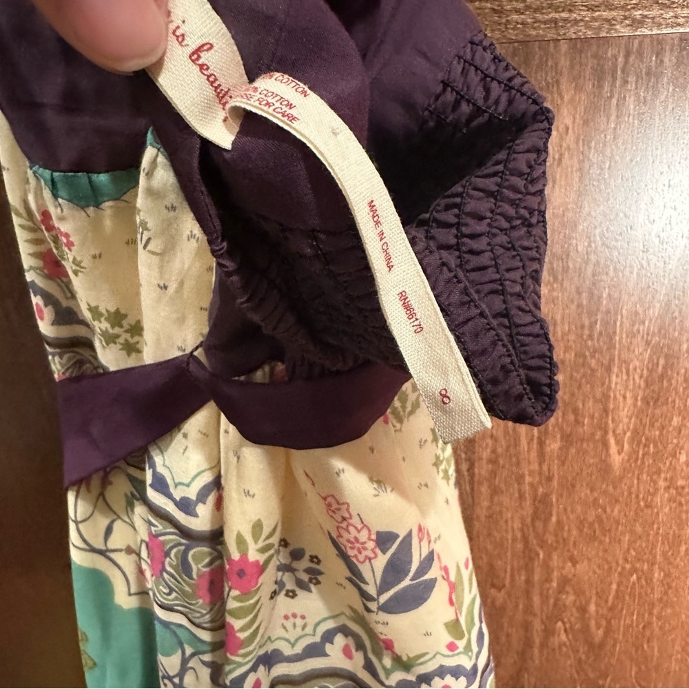 Anthropologie Maeve Purple and Cream Halter Midi Dress - Picture 7 of 8